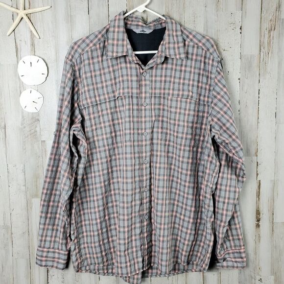 Wrangler Plaid Button Down Shirt Gray Red Size Large - Picture 1 of 8